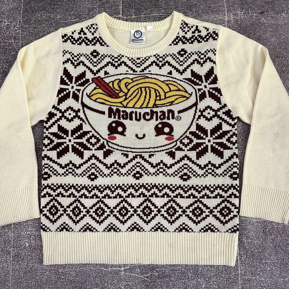 Women's Maruchan Instant Ramen Noodle Bowl All Over Print Crewneck Sweater Sz M